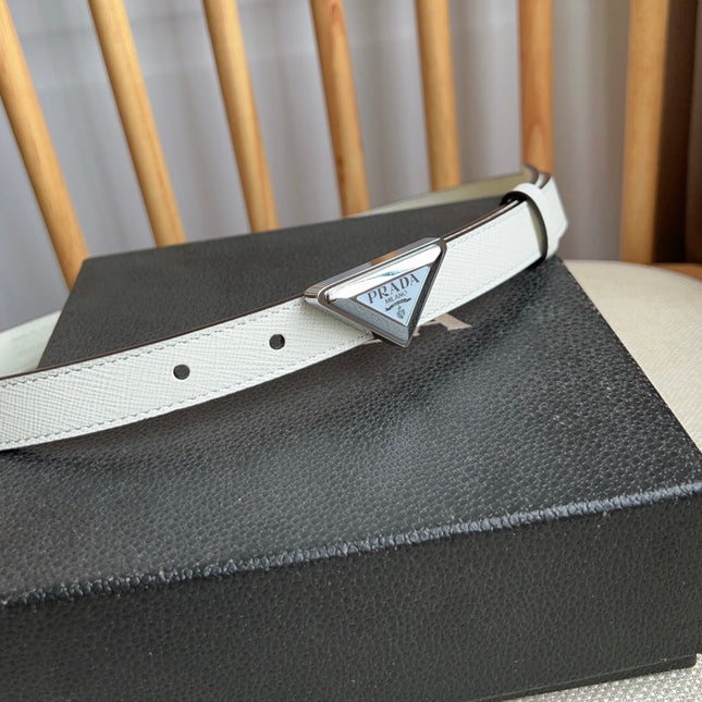 PRADA 25S BELT 20 MM IN WHITE CALFSKIN 571372