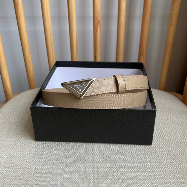 PRADA 25S BELT 20 MM IN BEIGE BROWN CALFSKIN 571383