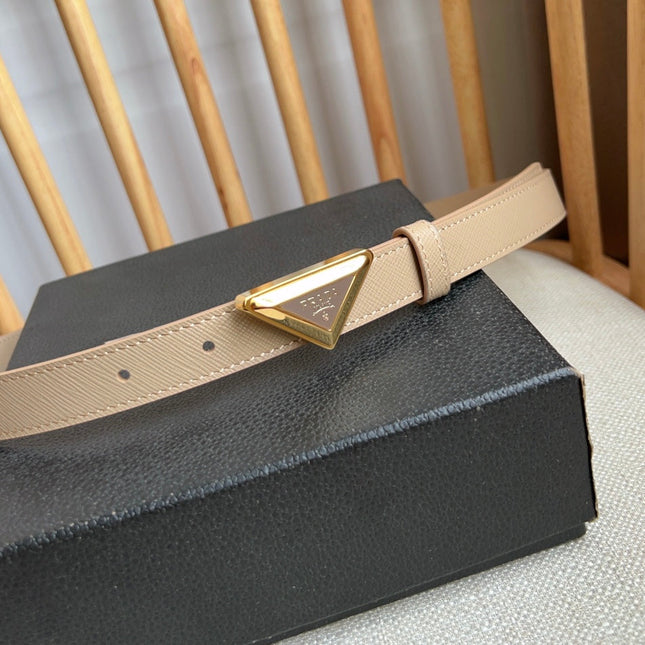 PRADA 25S BELT 20 MM IN BEIGE BROWN CALFSKIN 571384