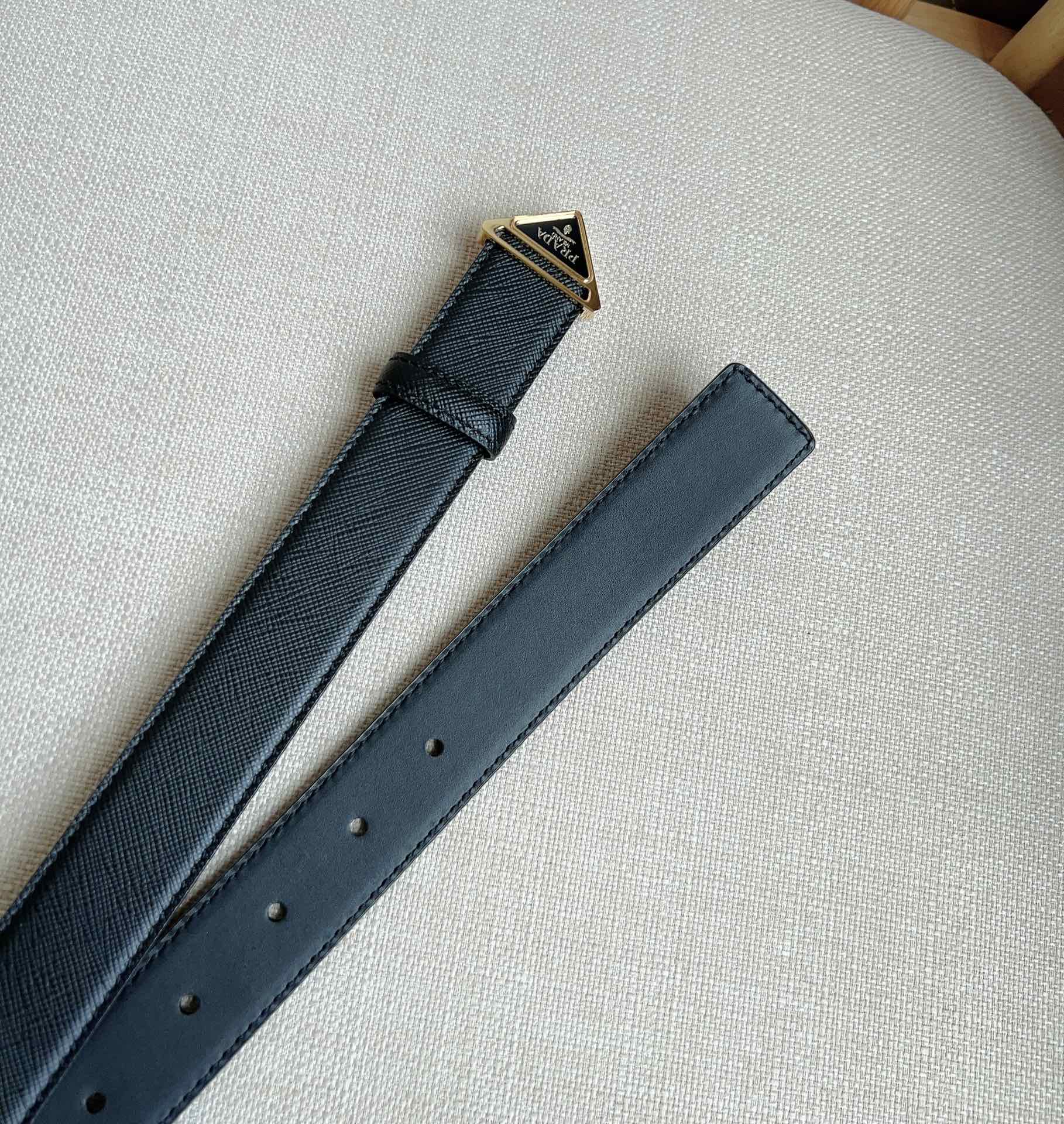 PRADA 25S BELT 30 MM IN BLACK CALFSKIN 595009