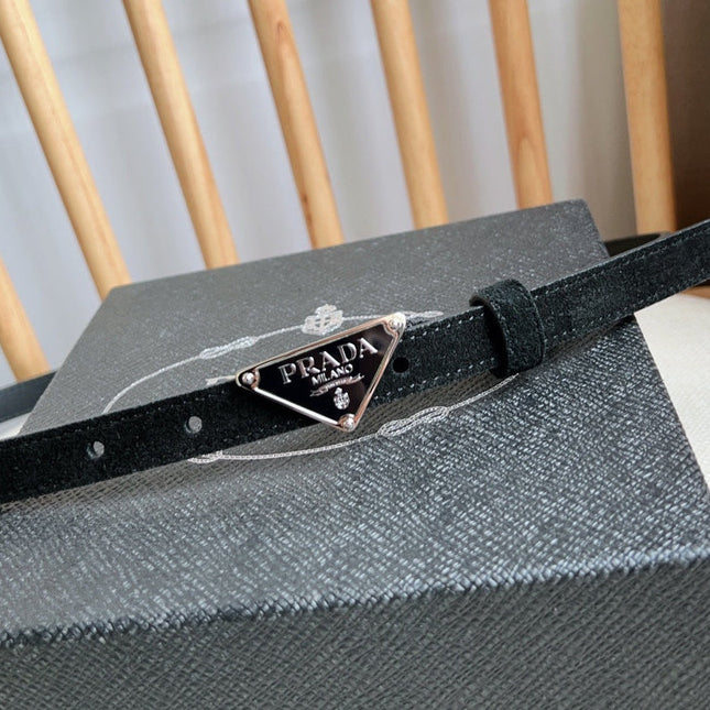 PRADA 25S BELT 15 MM IN BLACK SUEDE 541734
