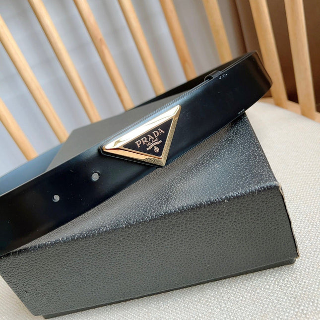 PRADA 25S BELT 33 MM IN BLACK CALFSKIN 551858