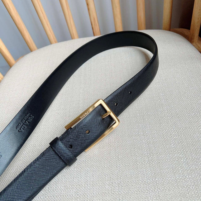 PRADA 25S BELT 30 MM IN BLACK CALFSKIN 580045