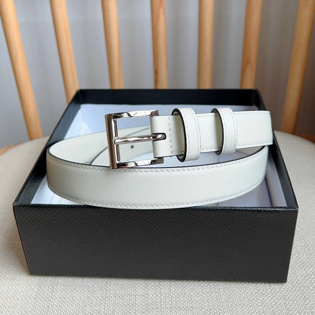 PRADA 25S BELT 25 MM IN WHITE CALFSKIN 585796