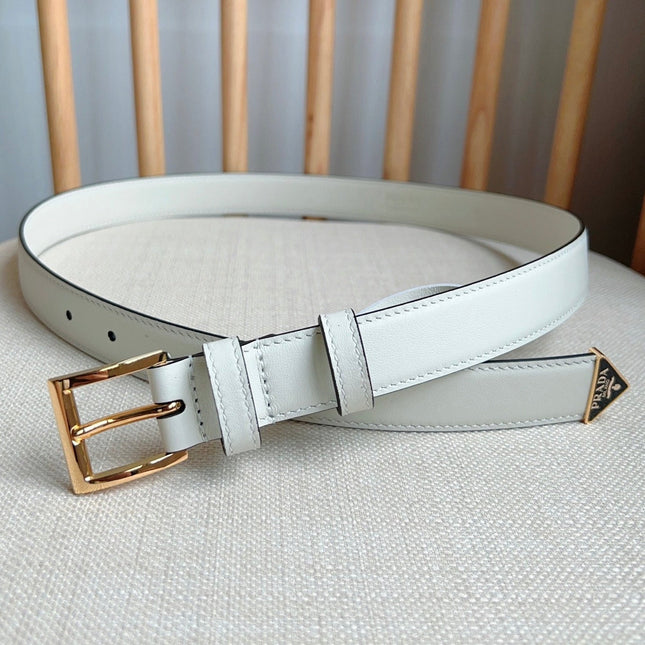PRADA 25S BELT 25 MM IN WHITE CALFSKIN 585797