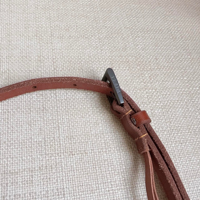 PRADA 26S BELT 10 MM IN BROWN CALFSKIN 661491