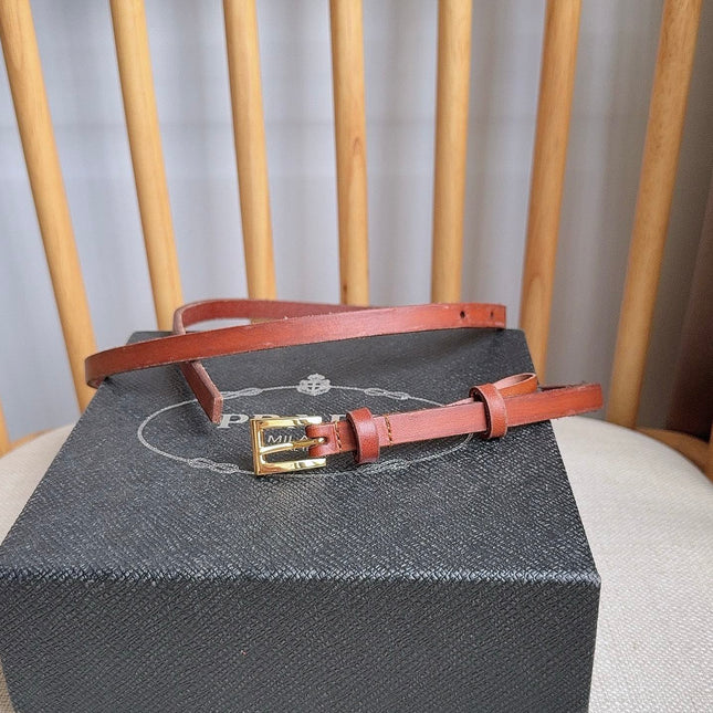 PRADA 25S BELT 10 MM IN REDDISH BROWN CALFSKIN 598369