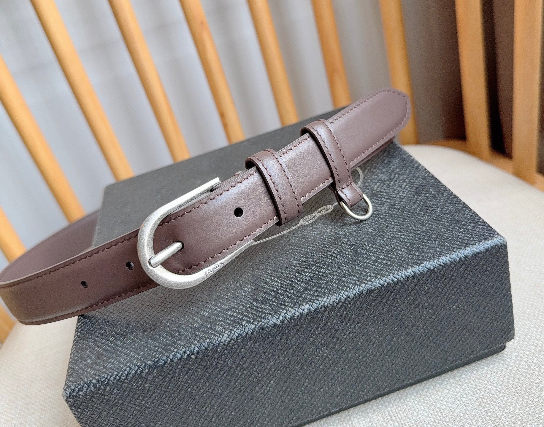 PRADA 26S BELT 25 MM IN BROWN CALFSKIN 658539
