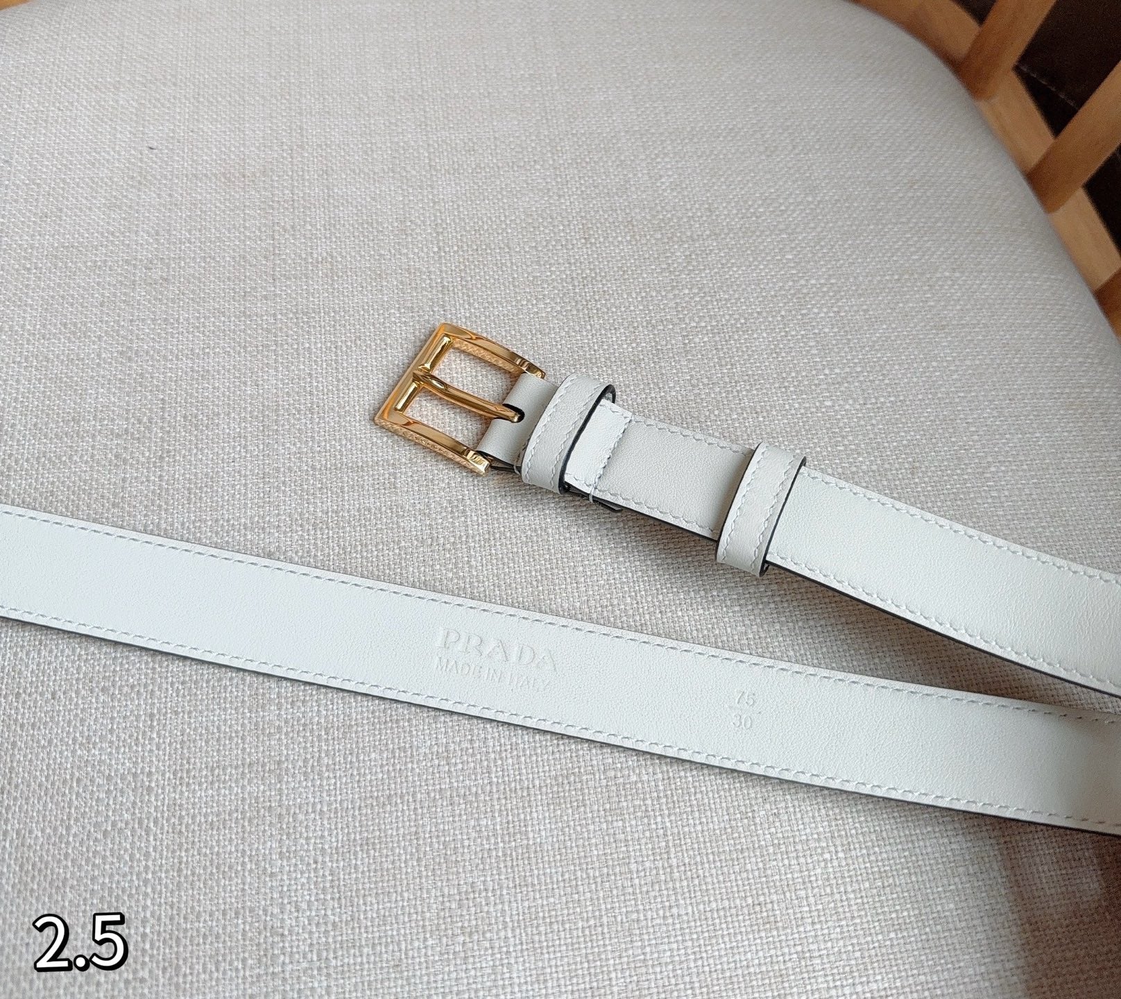 PRADA 26S BELT 25 MM IN WHITE CALFSKIN 658570