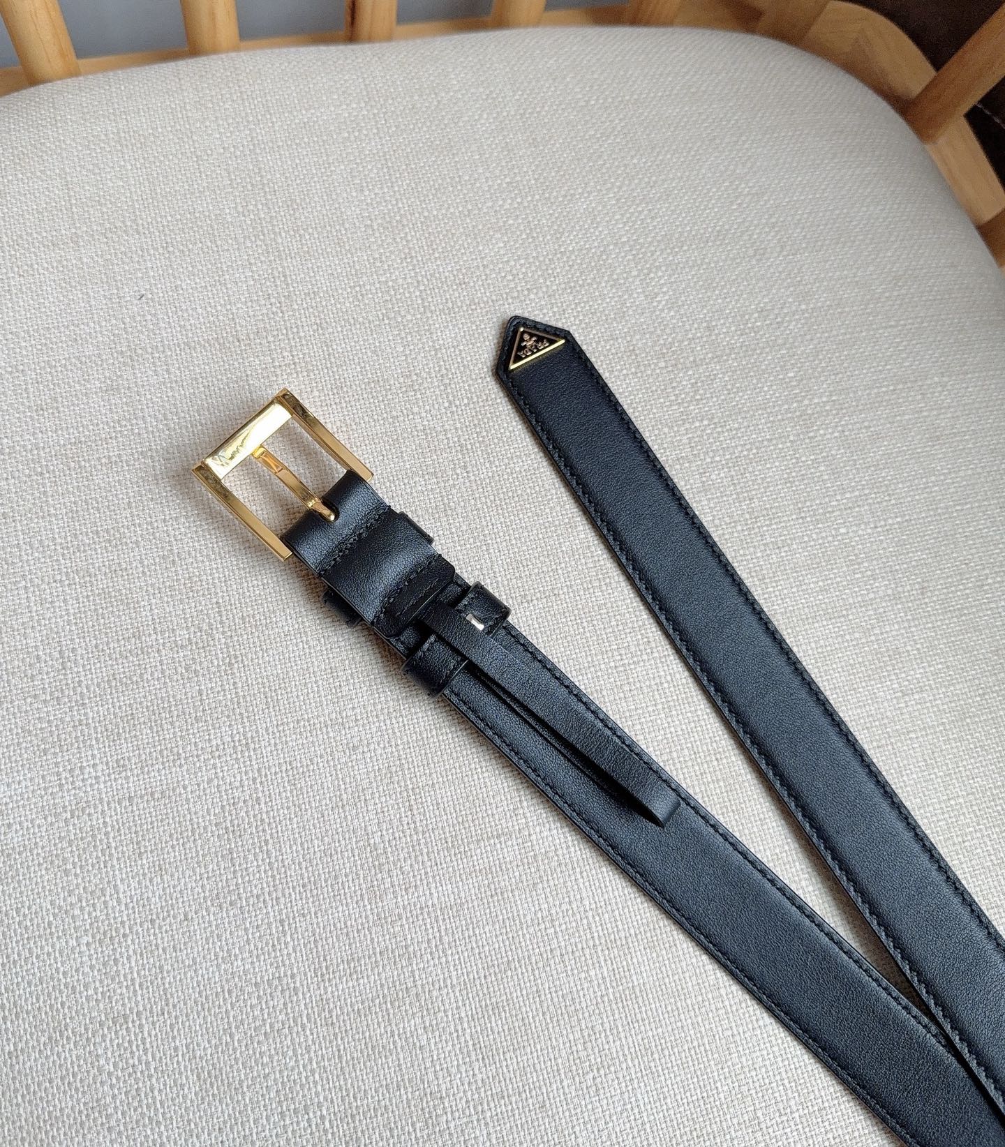 PRADA 26S BELT 25 MM IN BLACK CALFSKIN 658571