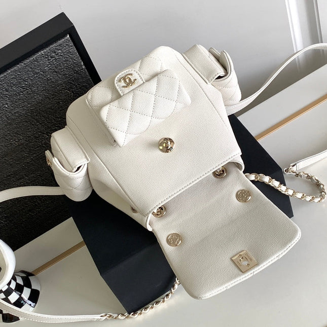 CC DUMA BACKPACK 21 IN WHITE CALFSKIN