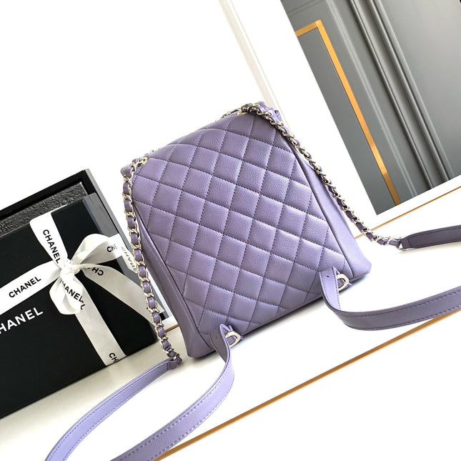 CHANEL 25S BACKPACK 17.5 CM IN PURPLE LAMBSKIN