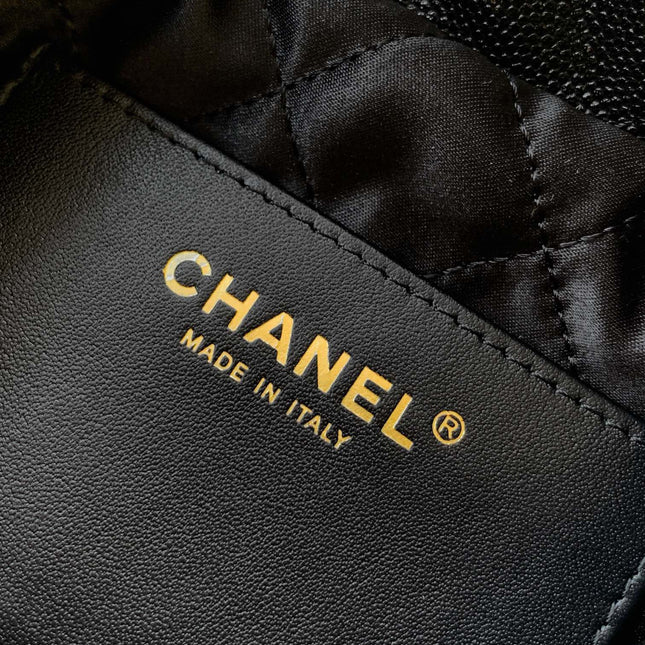 CHANEL BAG 25S 20 CM IN BLACK LAMBSKIN WITH GOLD HARDWARE