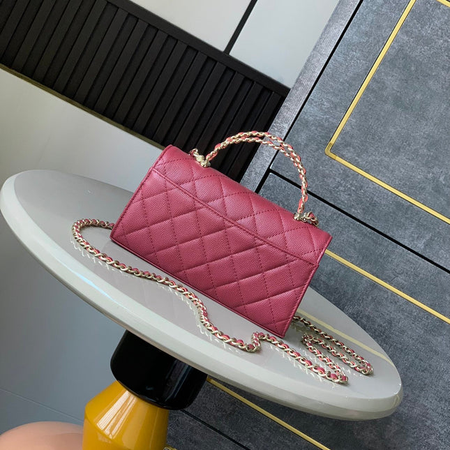 CHANEL 25S KELLY BAG 18 IN DARK RED CAVIAR LEATHER WITH GOLD HARDWARE