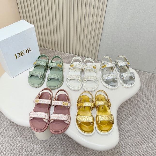 DIOR BACK-STRAP SANDALS 25S IN WHITE TWEED AND CALFSKIN