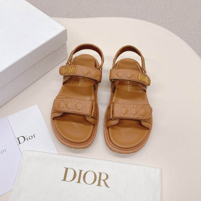 DIOR BACK-STRAP SANDALS 25S IN BROWN CALFSKIN