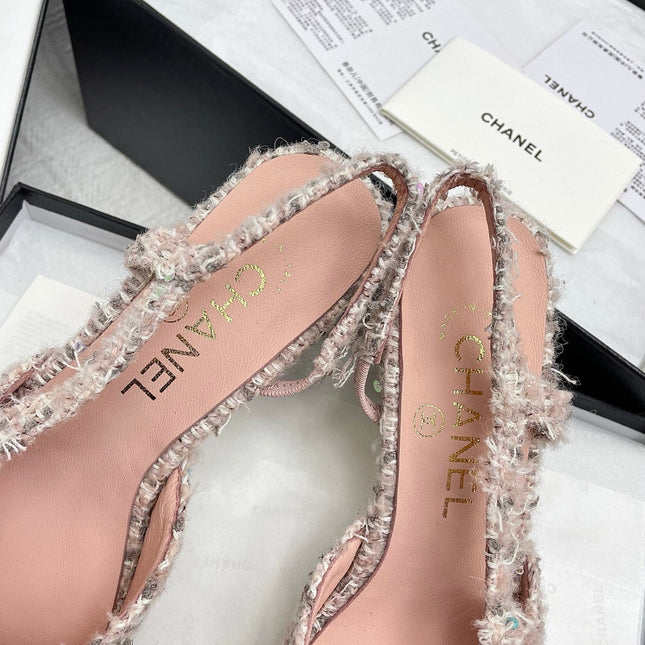CC SLINGBACK 25S 65 MM IN LIGHT PINK TWEED
