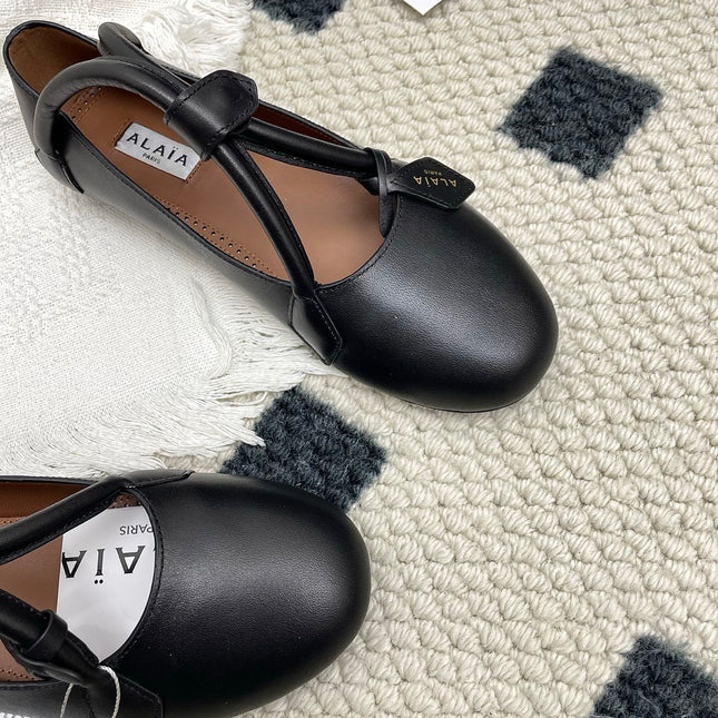 ALAIA 26S BALLET TECKEL IN BLACK CALFSKIN