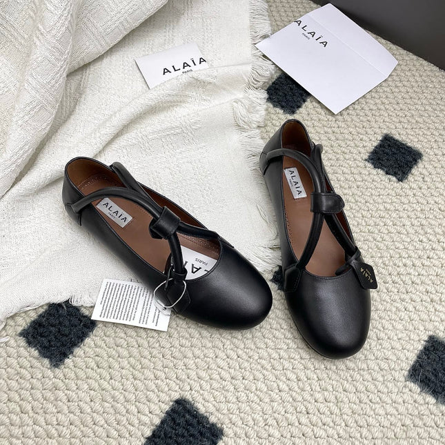 ALAIA 26S BALLET TECKEL IN BLACK CALFSKIN