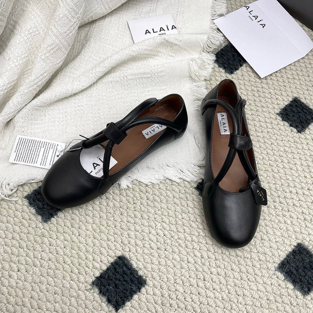 ALAIA 26S BALLET TECKEL IN BLACK CALFSKIN