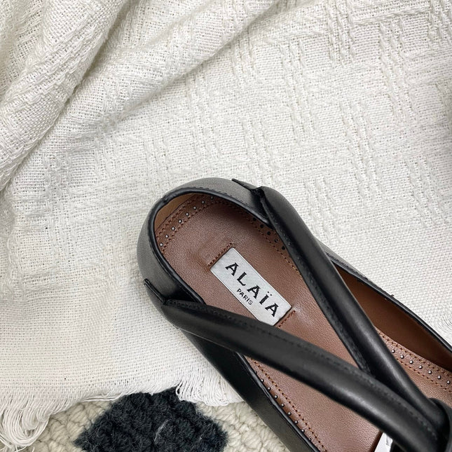 ALAIA 26S BALLET TECKEL IN BLACK CALFSKIN