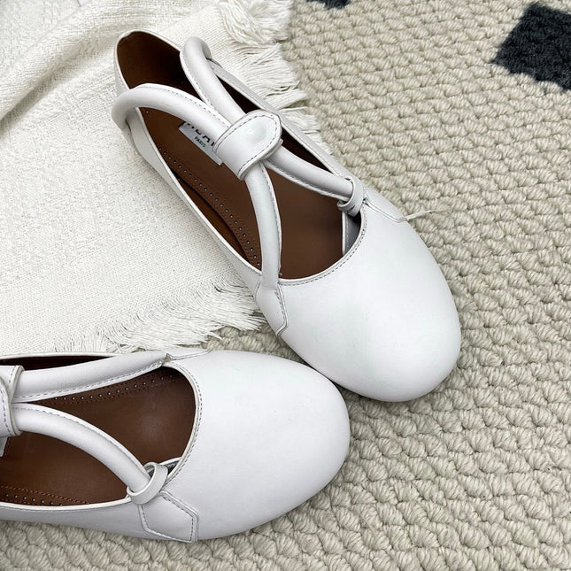 ALAIA 26S BALLET TECKEL IN WHITE CALFSKIN