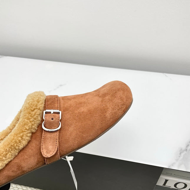 ALAIA 26S MULE IN BROWN SUEDE AND WOOL