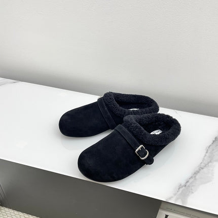 ALAIA 26S MULE IN BLACK SUEDE AND WOOL