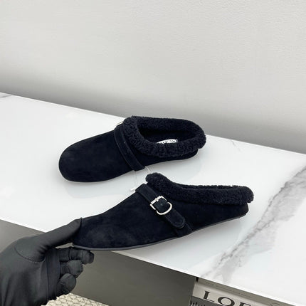ALAIA 26S MULE IN BLACK SUEDE AND WOOL