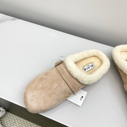 ALAIA 26S MULE IN BEIGE SUEDE AND WOOL