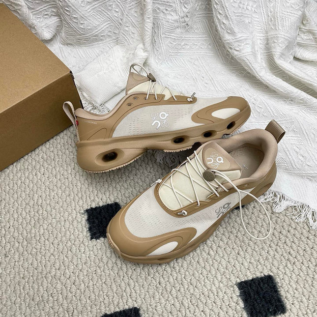LOEWE 26S CLOUDSOLO SNEAKERS IN BROWN AND BEIGE RECYCLED POLYESTER