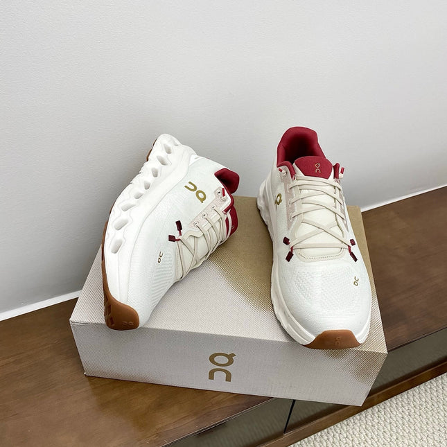 LOEWE 26S CLOUDTILT SNEAKER IN WHITE AND RED RECYCLED POLYESTER