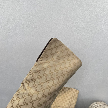 GUCCI 26S OVER THE KNEE BOOTS 85 MM IN BEIGE CANVAS