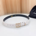 CC 30 MM BELT SQUARE BUCKLE IN WHITE EMBROIDERED CALFSKIN GOLD HARDWARE ATTACH RHINSTONES