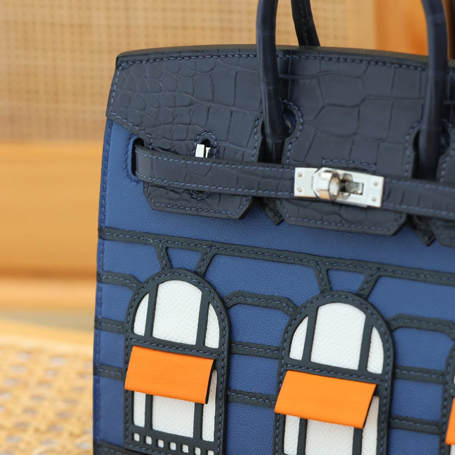 BIRKIN FAUBOURG TOUCH 20 IN NAVY MIX CLASSIC BLUE CALFSKIN WITH SILVER HARDWARE