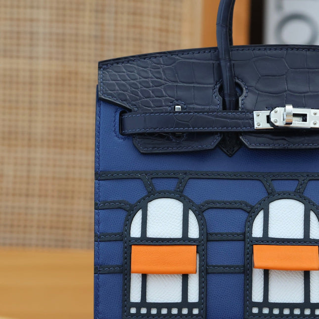 BIRKIN FAUBOURG TOUCH 20 IN NAVY MIX CLASSIC BLUE CALFSKIN WITH SILVER HARDWARE