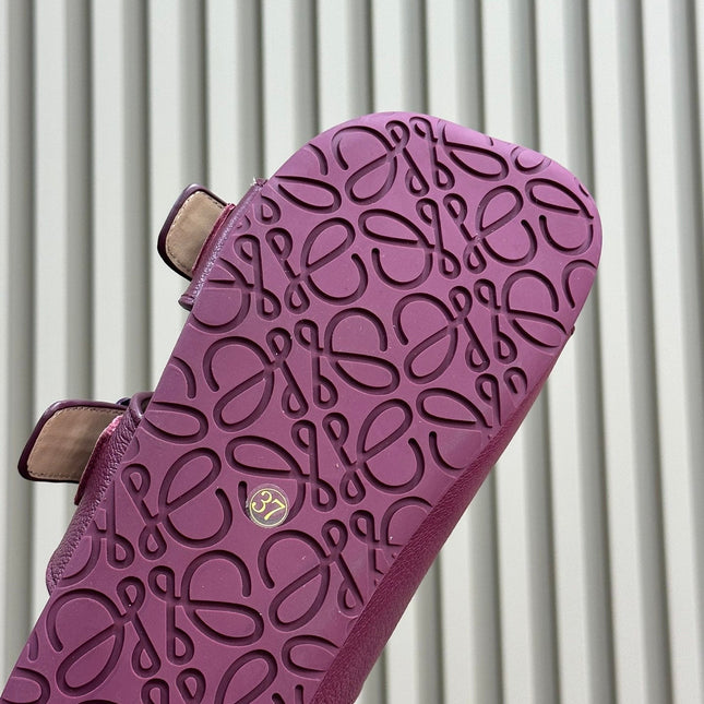 LOEWE 26S EASE SLIDE IN WINE RED CALFSKIN