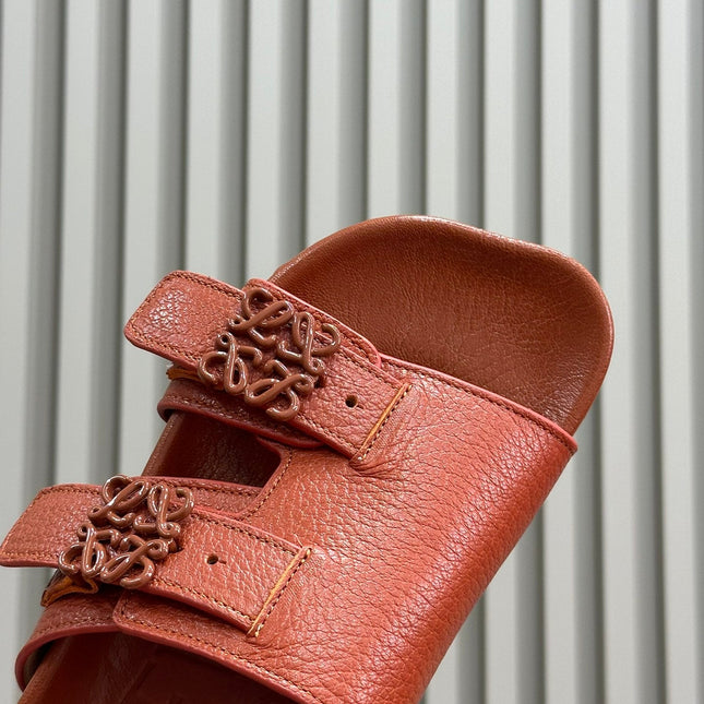 LOEWE 26S EASE SLIDE IN ORANGE CALFSKIN