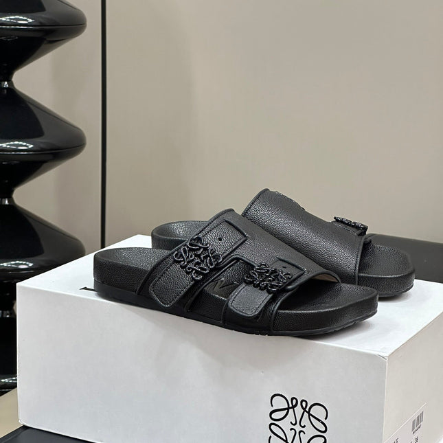 LOEWE 26S EASE SLIDE IN BLACK CALFSKIN