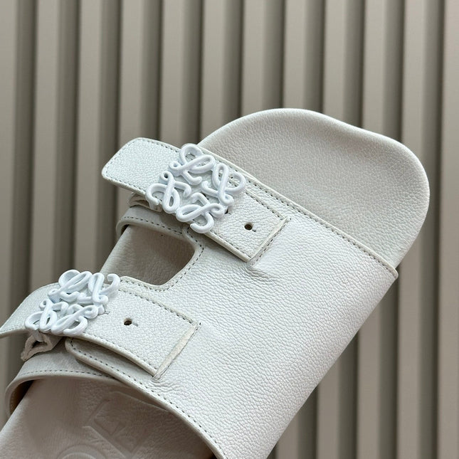 LOEWE 26S EASE SLIDE IN WHITE CALFSKIN