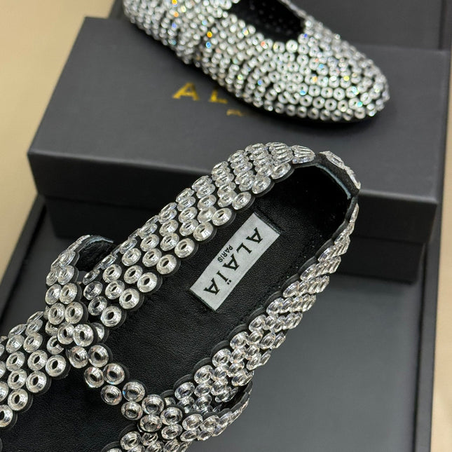 CRYSTAL-EMBELLISHED BALLERINA SHOES WHITE