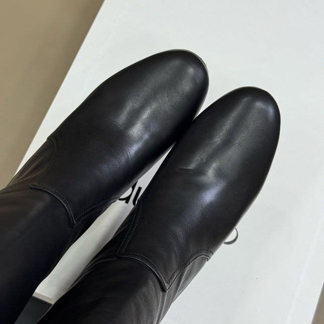 CELINE 26S HIGH-TOP BOOTS IN BLACK CALFSKIN