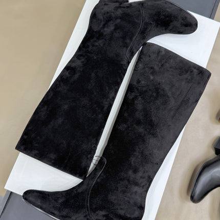 CELINE 26S HIGH-TOP BOOTS IN BLACK SUEDE