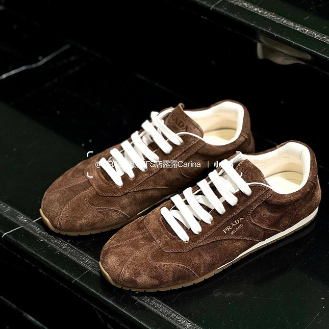 PRADA 25S SNEAKER IN DARK BROWN SUEDE STYLE 6