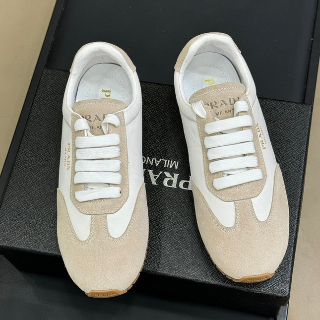 PRADA 25S SNEAKER IN WHITE MIX BEIGE SUEDE STYLE 5