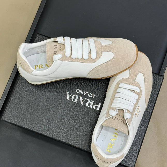PRADA 25S SNEAKER IN WHITE MIX BEIGE SUEDE STYLE 5