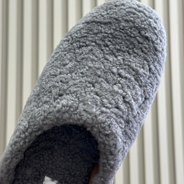 ALAIA 25S SHEARLING COZY SLIPPERS IN DARK GRAY