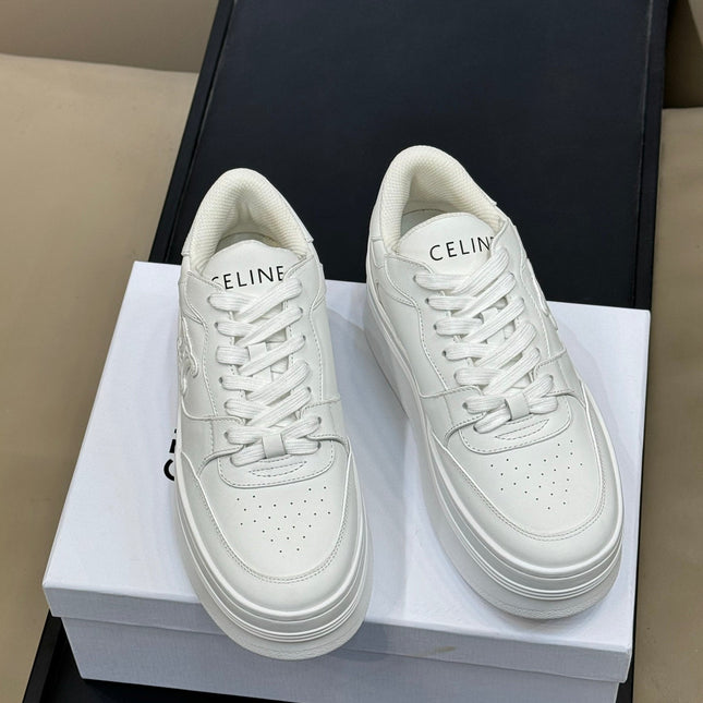 CELINE 26S WEDGE SNEAKERS IN WHITE CALFSKIN