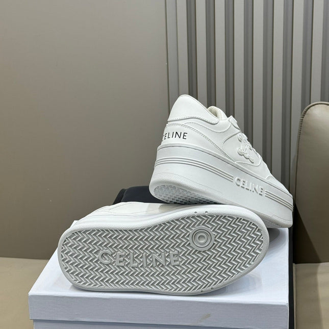 CELINE 26S WEDGE SNEAKERS IN WHITE CALFSKIN