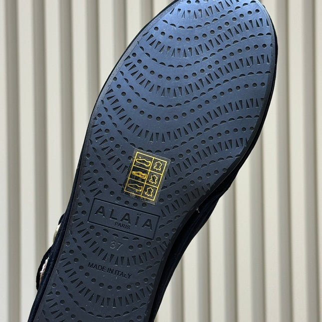 ALAIA 26S MARY JANE BALLET FLATS IN BLACK VELVET